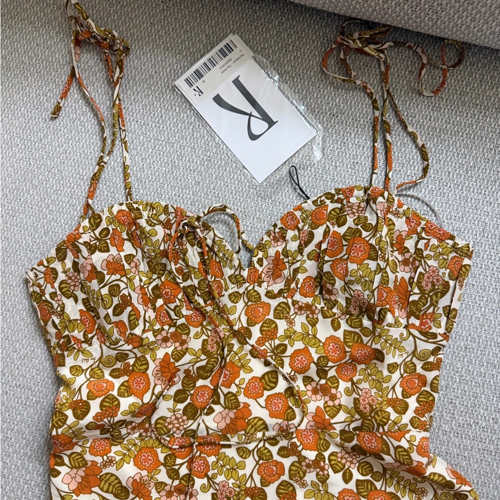 New Realisation Par Devon 70s Floral Mini Dress Silk Small - Picture 4 of 5